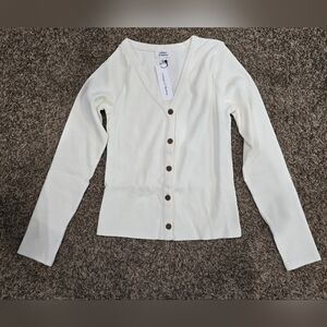 Yvetteg23 The Drop Button-Up Cardigan Cream NWT SIZE M